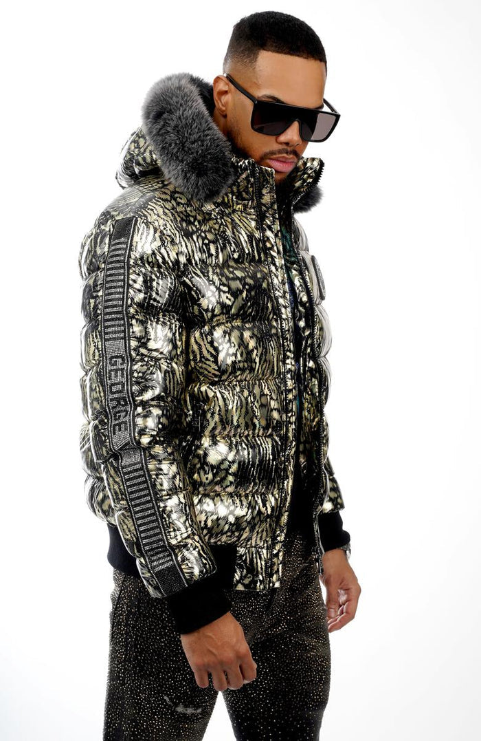 GEORGE V PUFFER JACKET W/ REAL FUR - GV9472 - GOLD