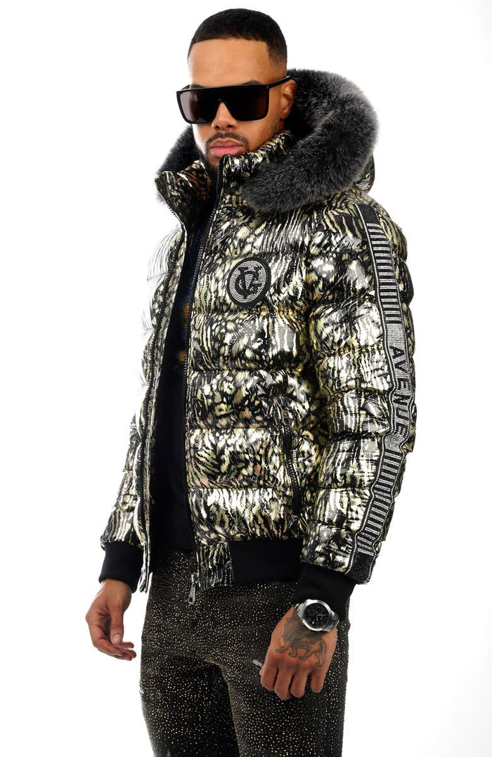 GEORGE V PUFFER JACKET W/ REAL FUR - GV9472 - GOLD