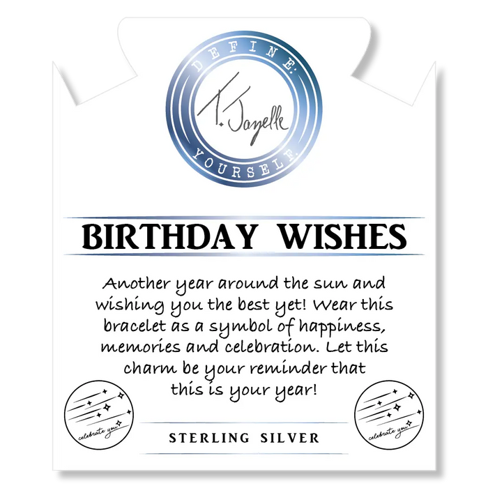 Green Angelite Bracelet with Birthday Wishes Sterling Silver Charm
