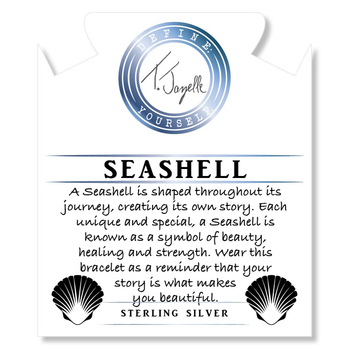 Green Angelite Bracelet with Seashell Sterling Silver Charm