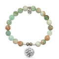 Green Quartz Stone Bracelet with Birthday Wishes Sterling Silver Charm