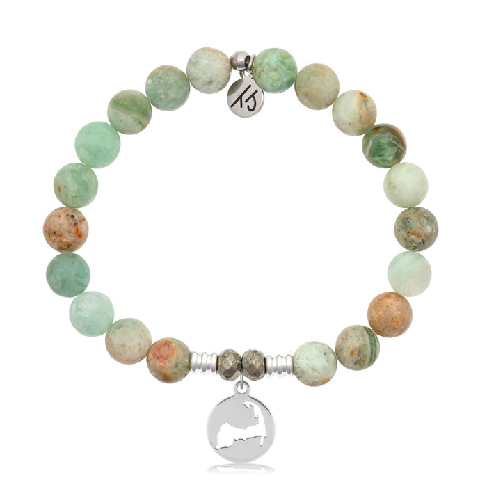 Green Quartz Stone Bracelet with Cape Cod Sterling Silver Charm