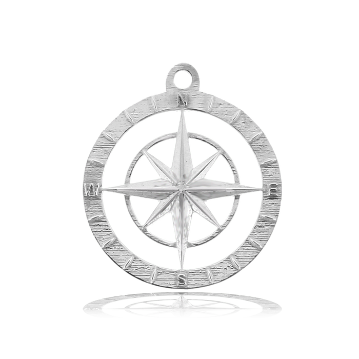Green Quartz Stone Bracelet with Compass Rose Sterling Silver Charm