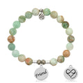 Green Quartz Stone Bracelet with Friend Sterling Silver Charm