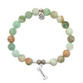 Green Quartz Stone Bracelet with Fur Ever Love Sterling Silver Charm