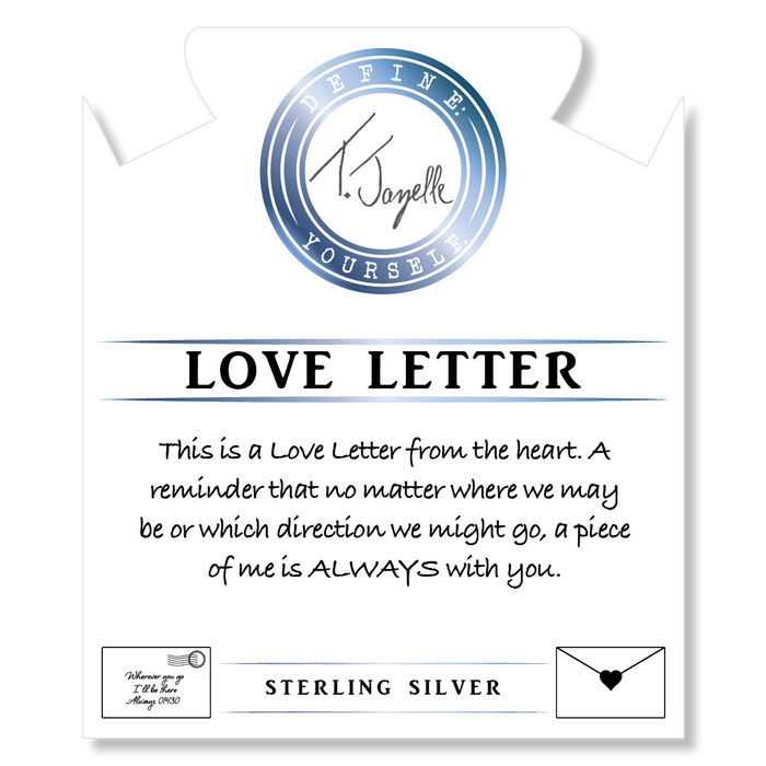 Green Quartz Stone Bracelet with Love Letter Sterling Silver Charm