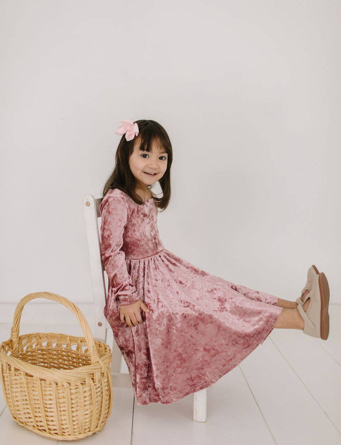 Gwendolyn Dress in Tea Rose Crushed Velvet
