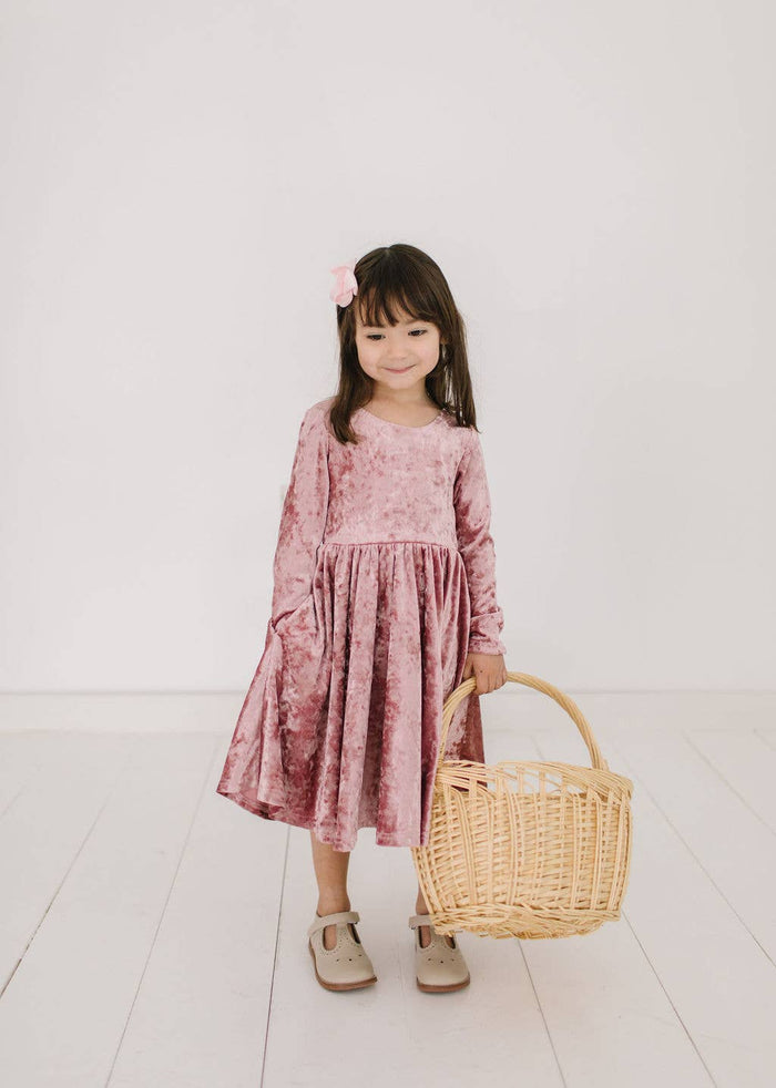 Gwendolyn Dress in Tea Rose Crushed Velvet