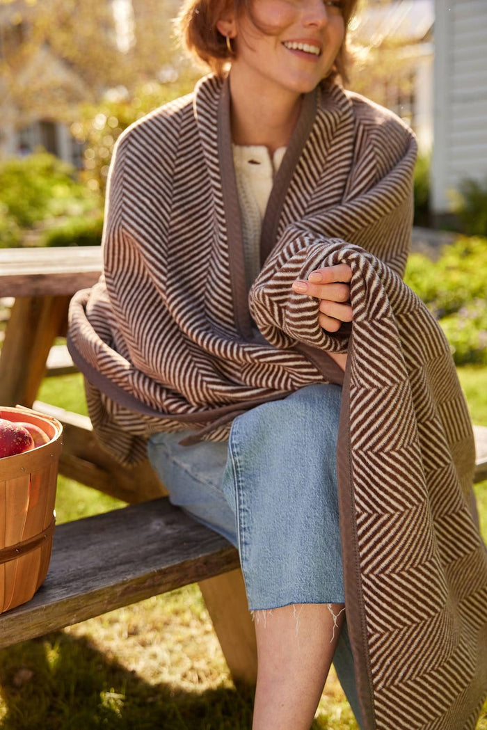Harborview Herringbone Chocolate Blanket