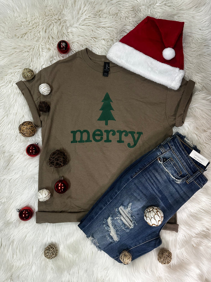 Heather Brown {GREEN MERRY} Puff Ink Crew Neck Tee