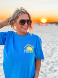 {HERE COMES THE SUN} Front + Back Royal Caribbean Blue Crew Neck Tee