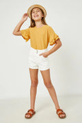 High Waist White Denim Shorts