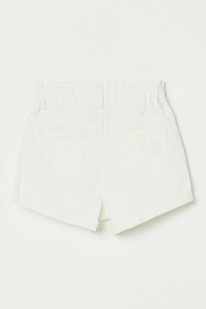 High Waist White Denim Shorts
