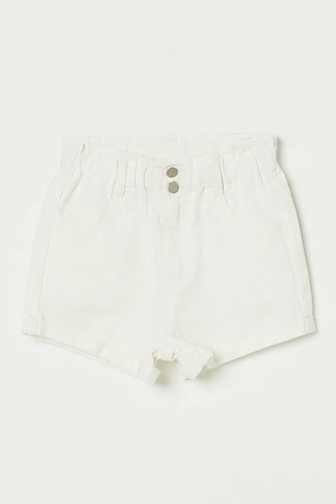 High Waist White Denim Shorts