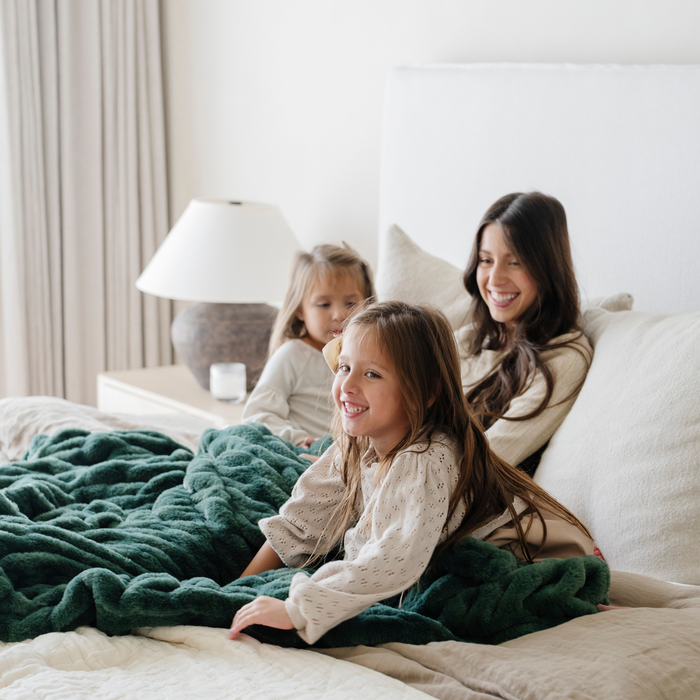 HOLIDAY DOUBLE RUCHED FAUX FUR THROW BLANKETS