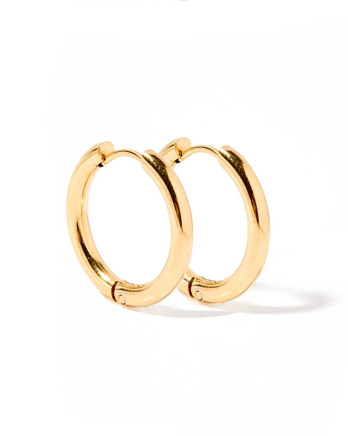 Huggie Earrings - Scarlett Hoop Gold 14mm