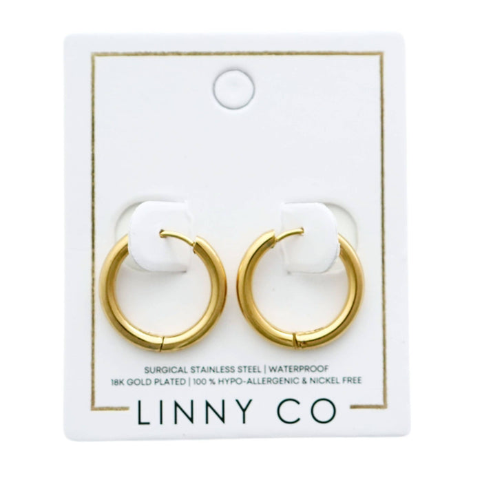 Huggie Earrings - Scarlett Hoop Gold 14mm