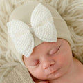 Ilybean Pearl Bow Hospital Hat for Newborn Girls | Beige