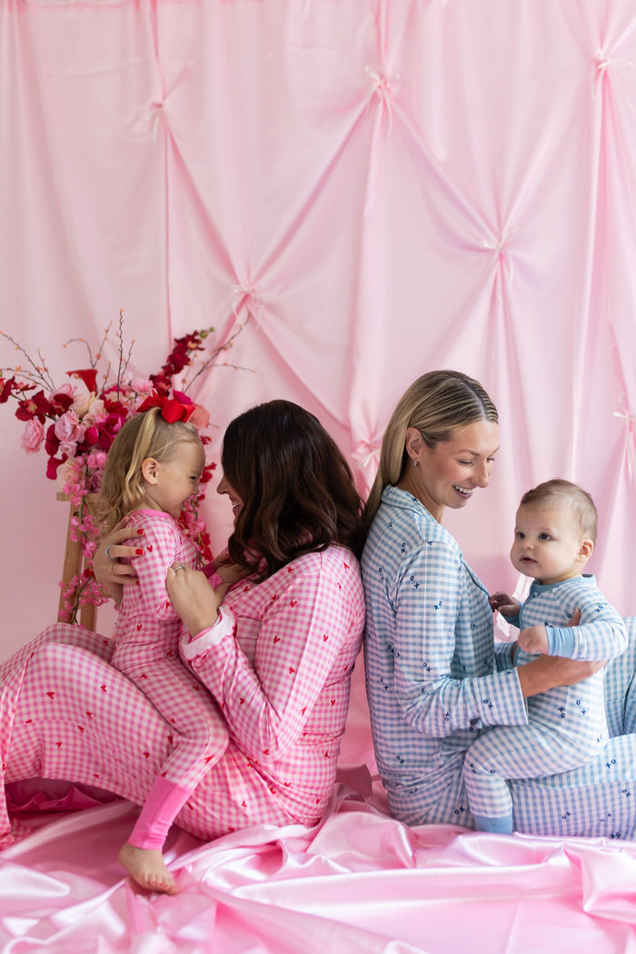 In My Jammers Blue XO Gingham Zipper Romper