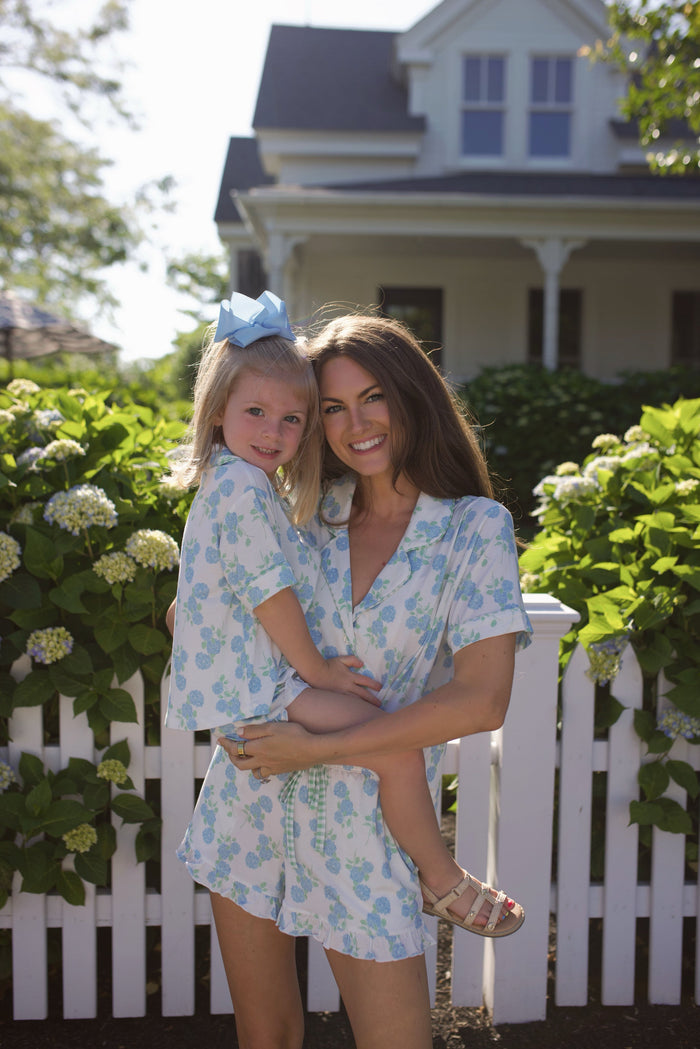 In My Jammers East Coast Hydrangeas Kids Button Up Short Set IMJ x Caitlin Covington