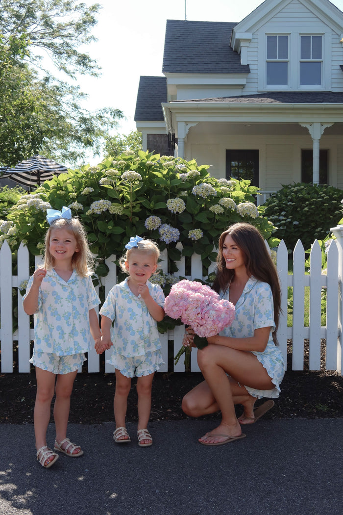 In My Jammers East Coast Hydrangeas Kids Button Up Short Set IMJ x Caitlin Covington