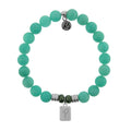 Initially Your's Peruvian Amazonite Stone Bracelet with Letter P Sterling Silver Charm