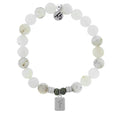Initially Your's White Chalcedony Bracelet with Letter F Sterling Silver Charm