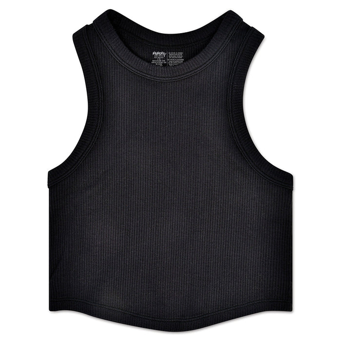 Iscream Black Cropped Ribbed Racerback Tank Top