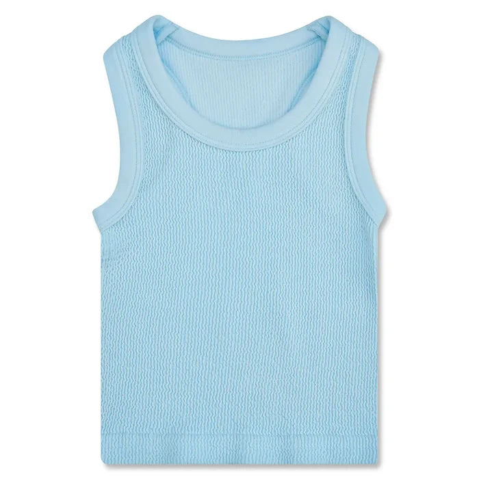 IScream Light Blue Smocked Racerback Tank Top