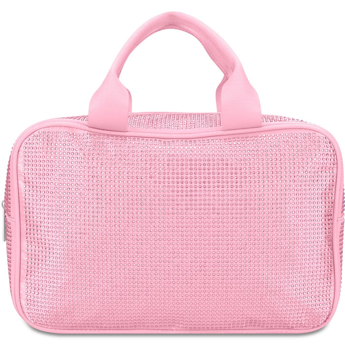 Iscream Pink Rhinestone Large Cosmetic Bag