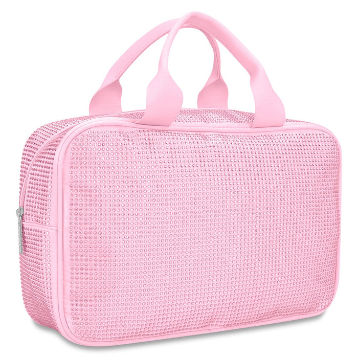 Iscream Pink Rhinestone Large Cosmetic Bag