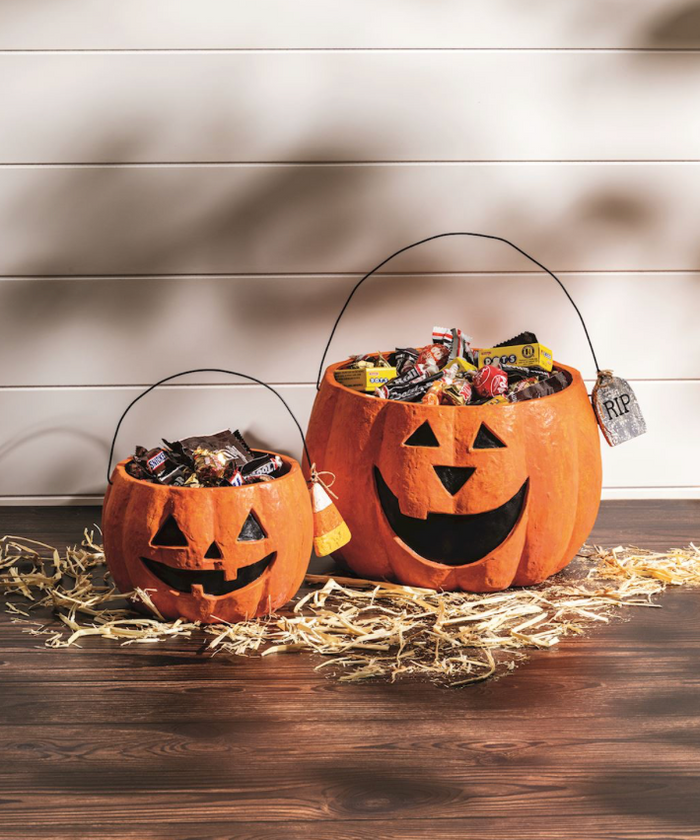 Jack-O-Lantern Paper Mache Treat Buckets