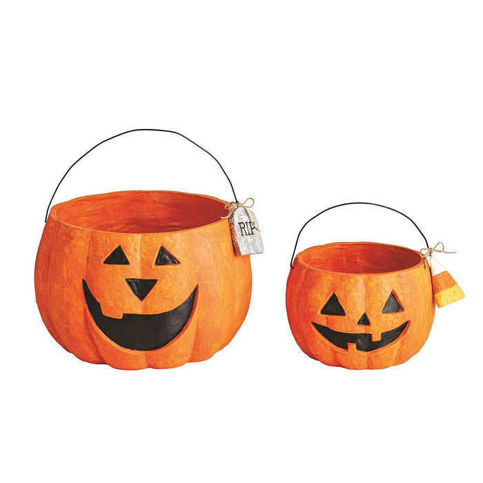 Jack-O-Lantern Paper Mache Treat Buckets