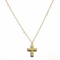 Jane Marie Kids 14" Pearl Station Chain with Gold Cross Necklace, 3" Ext