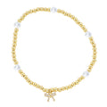 Jane Marie Kids 18K Gold Plated Gold & Clear Beaded Stretch Bracelet with Clear Crystal Bow