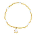 Jane Marie Kids 18K Gold Plated Gold & Clear Beaded Stretch Bracelet with White Megaphone
