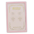Jane Marie Kids 18K Gold Plated Set of 2 Heart & Cross Stud Earrings