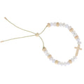 Jane Marie Kids White Semi Precious, Faceted Beaded Bracelet with Gold Cross