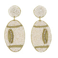 Jane Marie Pearly White Beaded Football Earrings