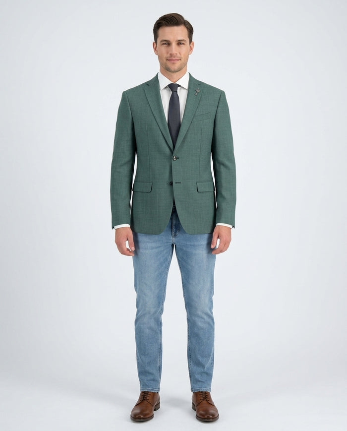 John Varvatos BLEECKER Half-Canvassed Green Two Button 100% Wool Blazer