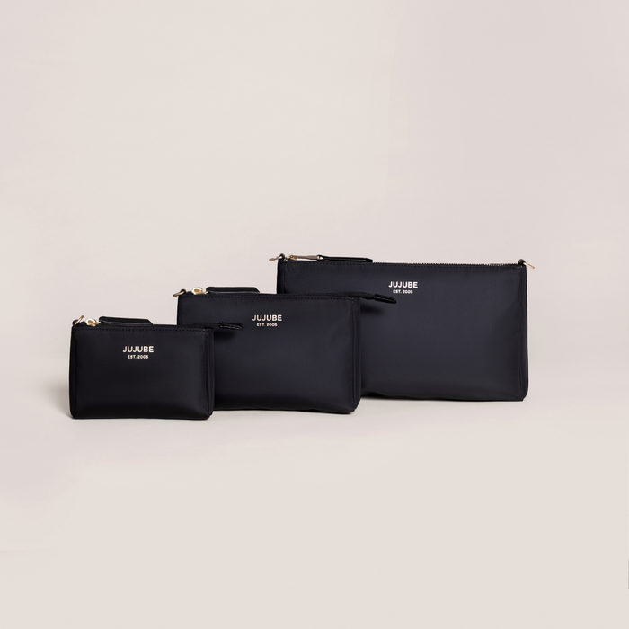 Jujube 3-Piece Pouch Clutch Purse Set | Black