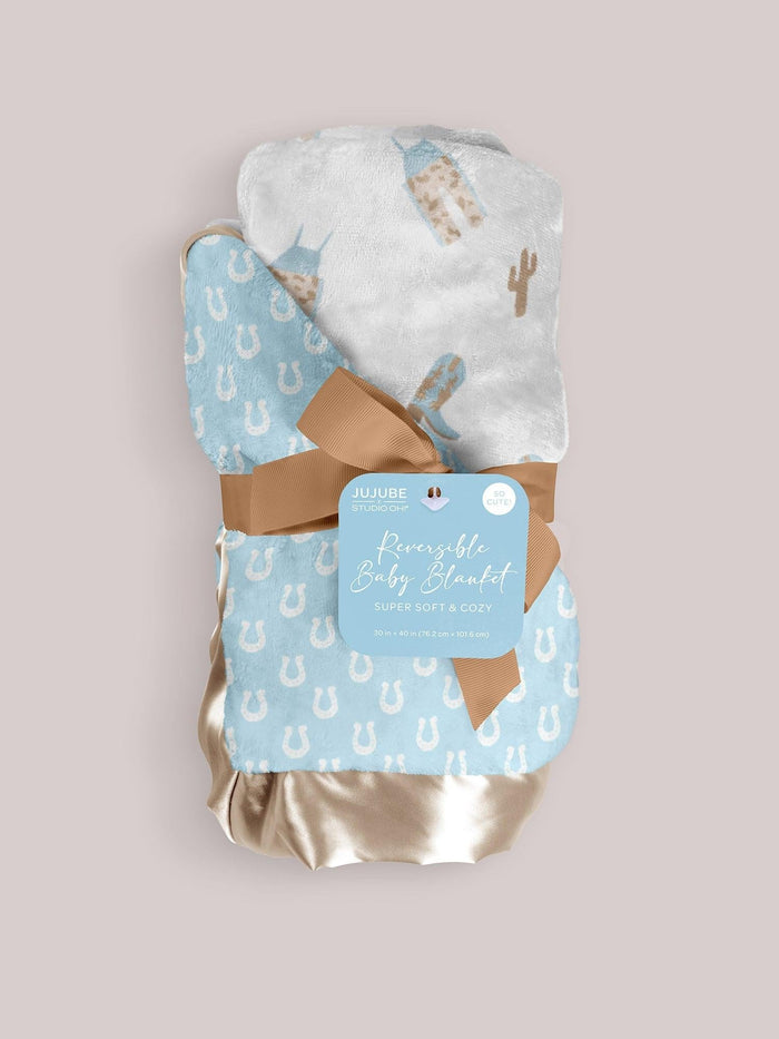 Jujube Ultra-Soft Thick Reversible Baby Blanket | Howdy Partner Blue