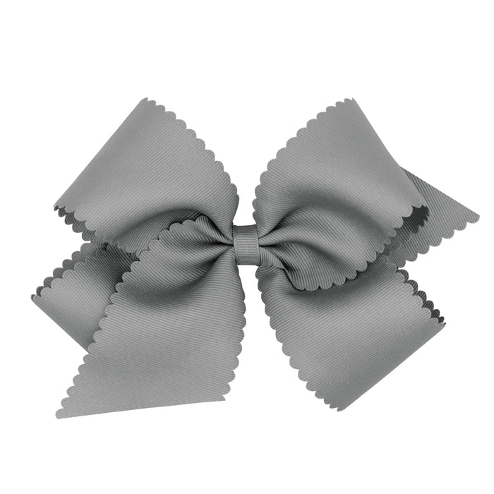 King Grosgrain Hair Bow with Scalloped Edge