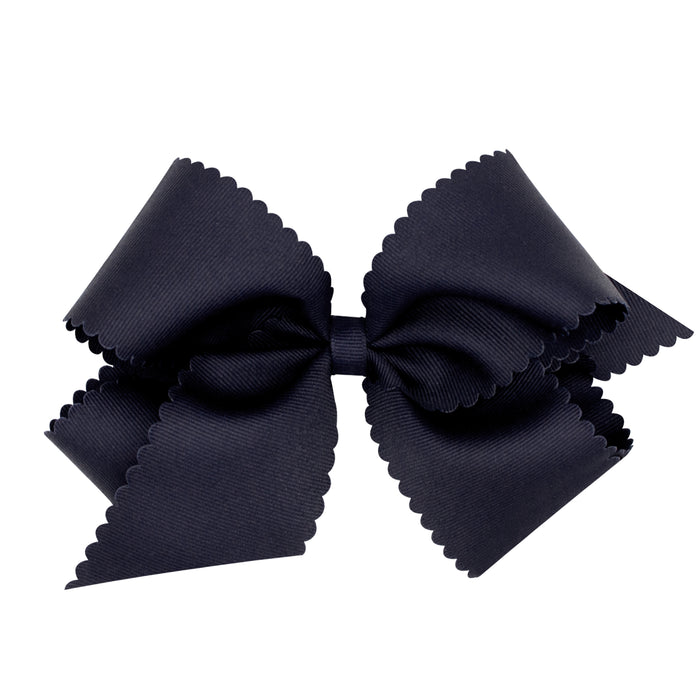 King Grosgrain Hair Bow with Scalloped Edge