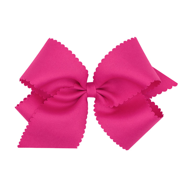 King Grosgrain Hair Bow with Scalloped Edge