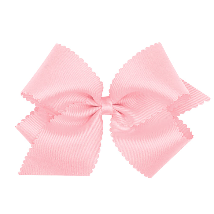 King Grosgrain Hair Bow with Scalloped Edge