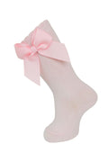 Knee Sock Grain/ Side Bow Pink