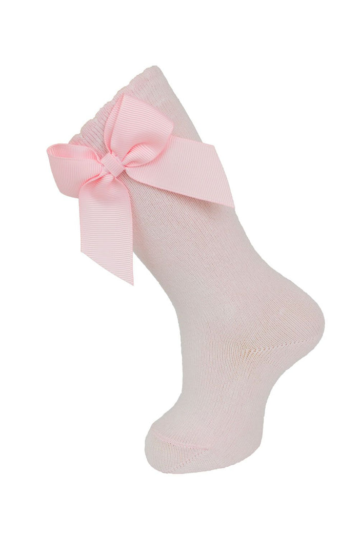 Knee Sock Grain/ Side Bow Pink
