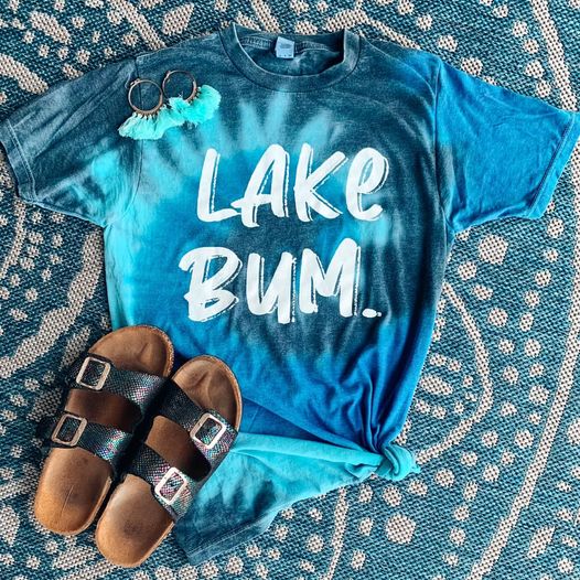 {LAKE BUM} Sea Blue Acid Wash Crew Neck Tee
