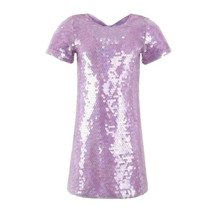 Lavender Sequin Bow Dress